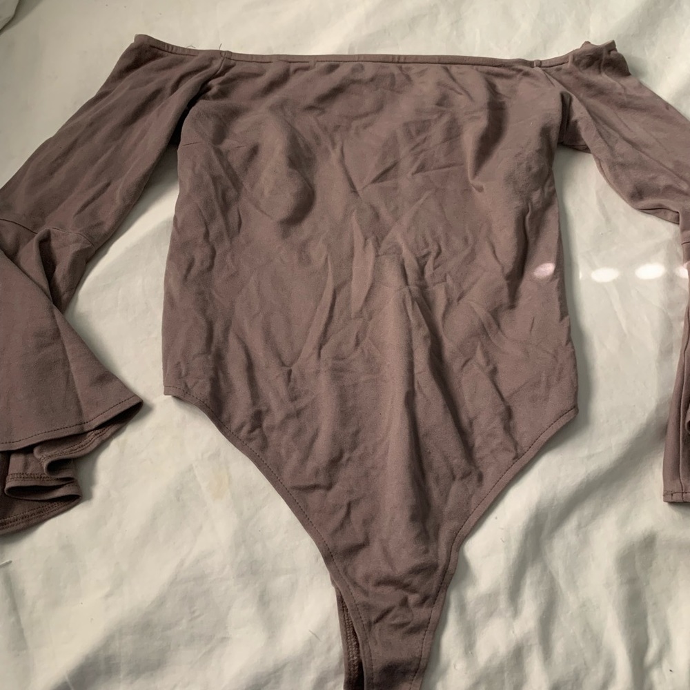 Lulu’s off-the-shoulder bodysuit w/ bell sleeves